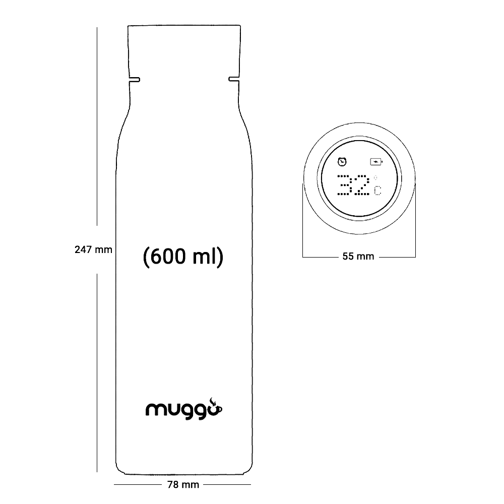 Water Bottle with Personalised Drinking Alarm - Muggo Smart Bottle